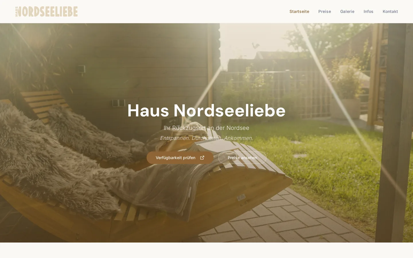 Haus Nordseeliebe – Website für Ferienhaus an der Nordsee